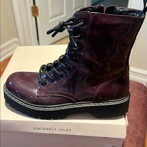 Sincerly Jules Women's Burgundy Combat Boots